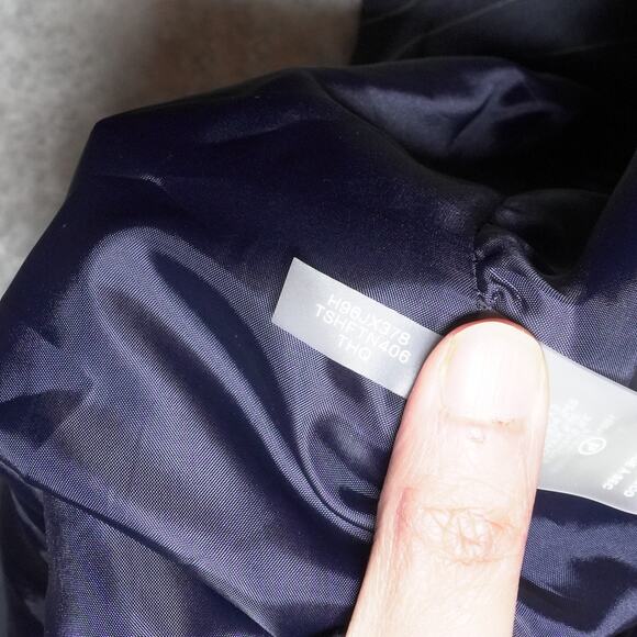 TOMMY HILFIGER Preppy Jacket Twill Pinstriped Open Front Navy Blazer Sz 12 - Picture 10 of 12